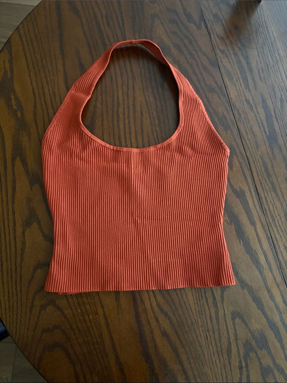 Aritzia - Babaton M Ribbed Halter Crop Top in Rust Orange